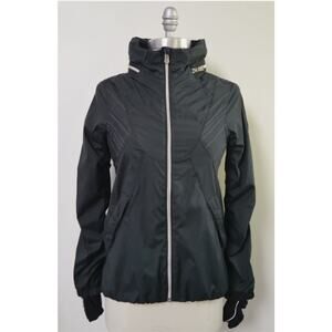 Lululemon Jacket Size 10 Run Hustle Multi Poncho Stripe Black Rare Running Zip